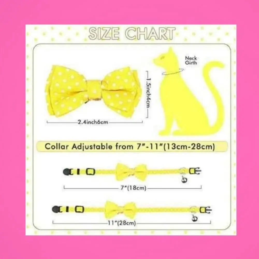 Small Pet Dog or Cat Collar Adjustable Bow Tie Colorful Hearts Design